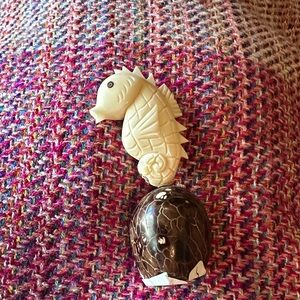 Collectible Seahorse Home Sculpture on Dark Brown Base - Decorative Accent